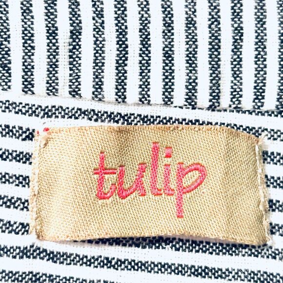 Tulip clothing XL blue & white thin stripe cotton pieced tunic dress w pockets - Picture 8 of 11